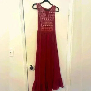 City Chic Maroon Tribal Stitch Tiered Maxi Dress XS 14